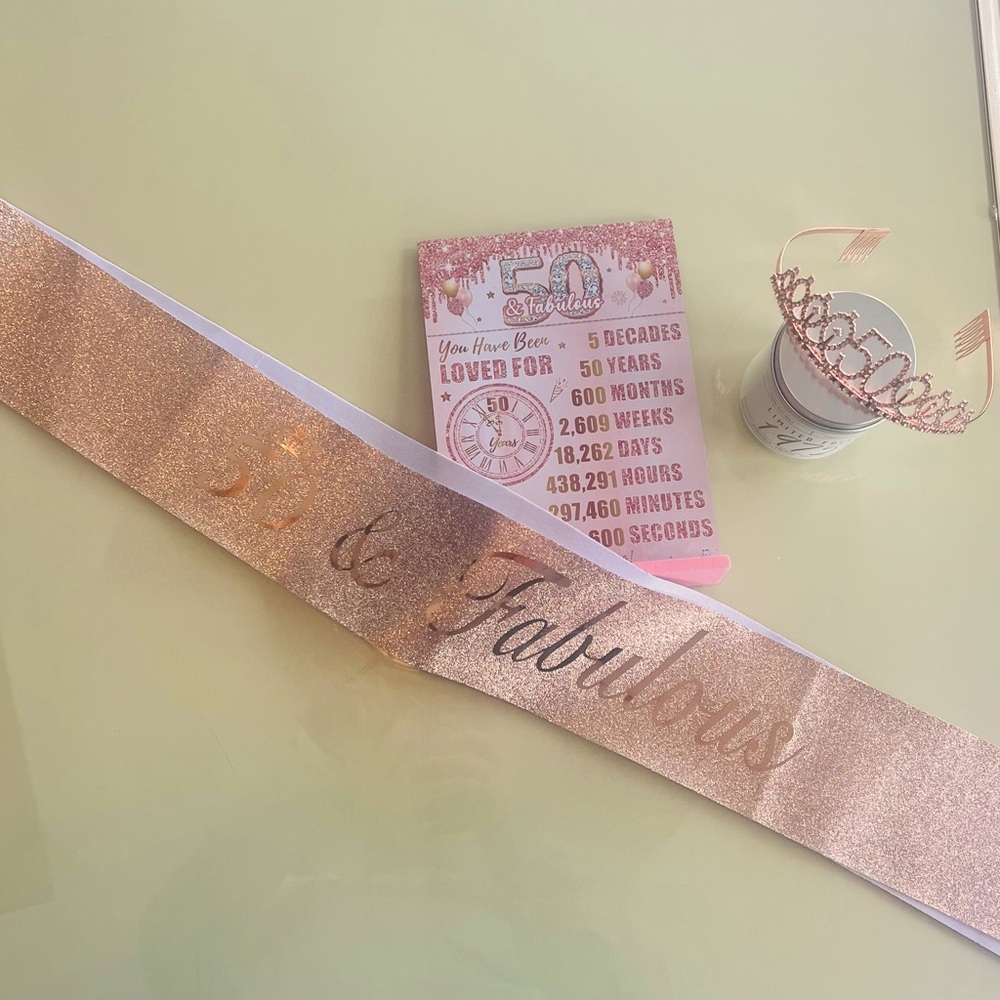 50& Fabulous Birthday Lot! Sash, candle, tiara, plaque
